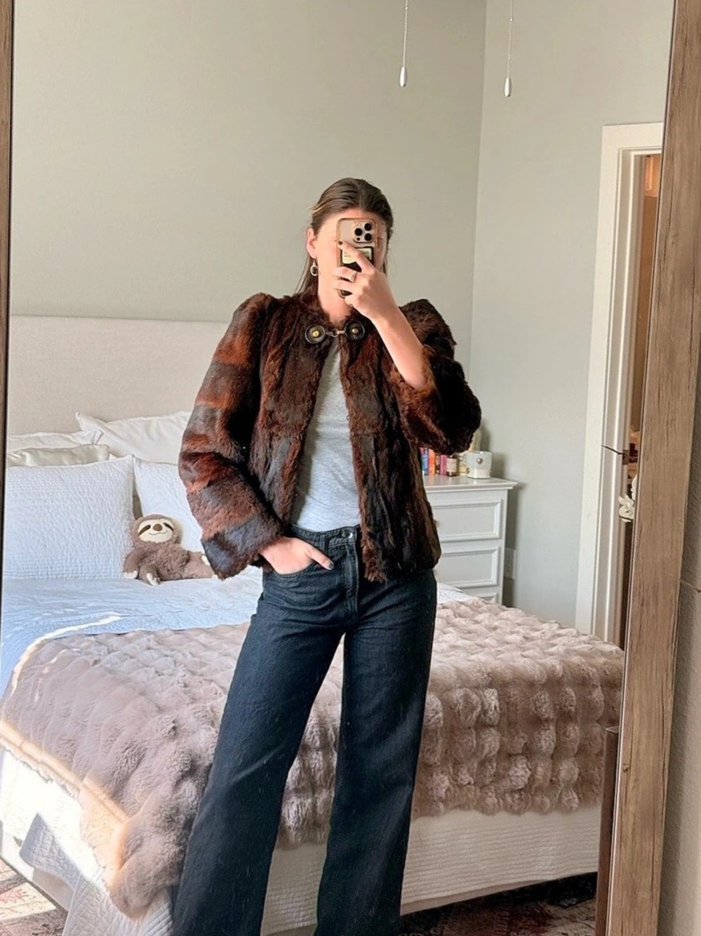 GORGEOUS Brown Authentic Fur Coat